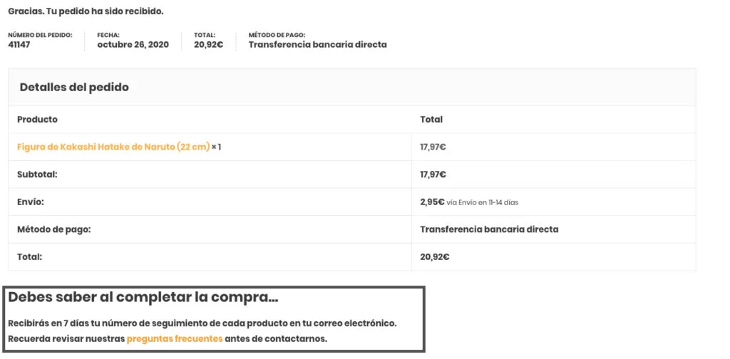 agregar contenido a la pagina de gracias woocommerce