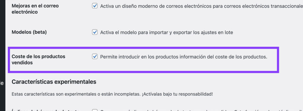 precio de coste woocommerce