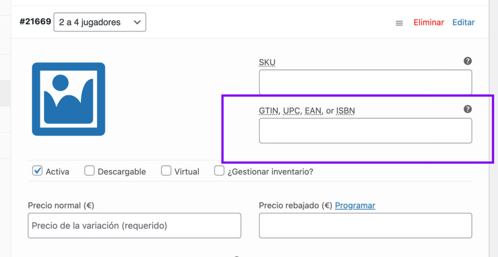 anadir gtin ean upc woocommerce