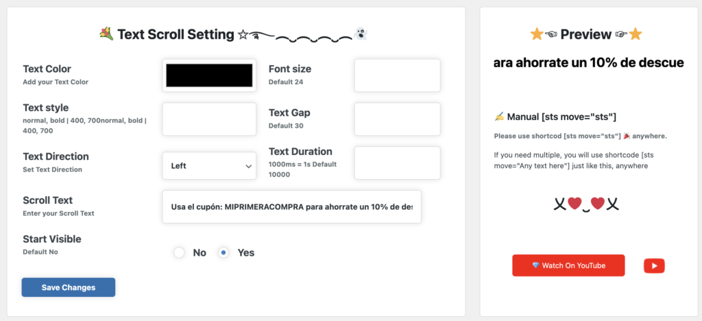 texto en movimiento cabecera wordpress