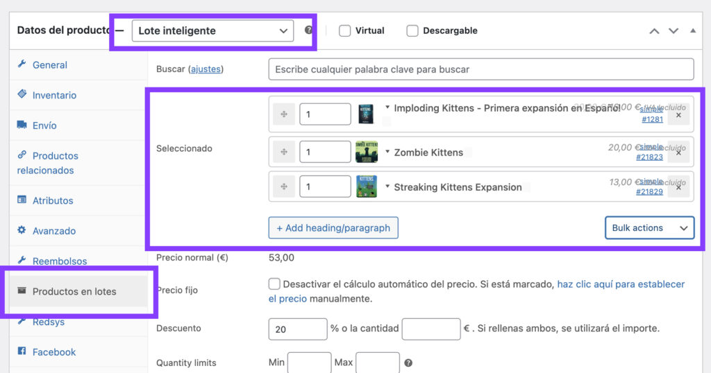 anadir un producto en pack woocommervce