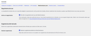 desactivar seguimiento de uso woocommerce