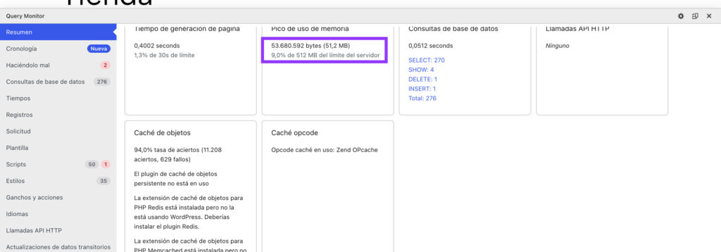 saber limite de memoria con un plugin
