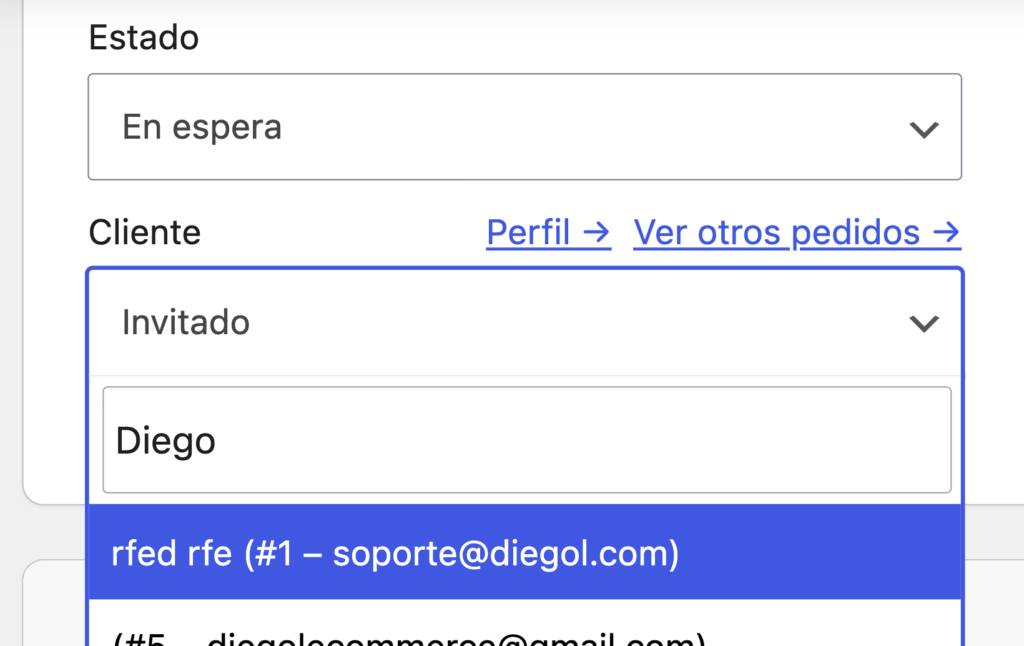 asignar usuario pedido woocommerce