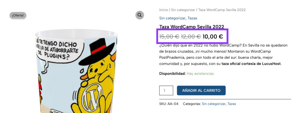 precio en liquidacion woocommerce