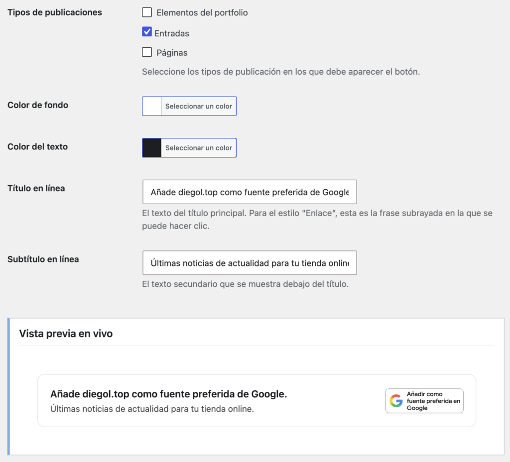 anadir wordpress medios preferidos google