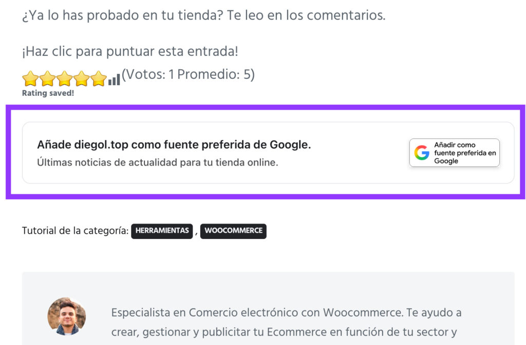 medios preferidos google en wordpress